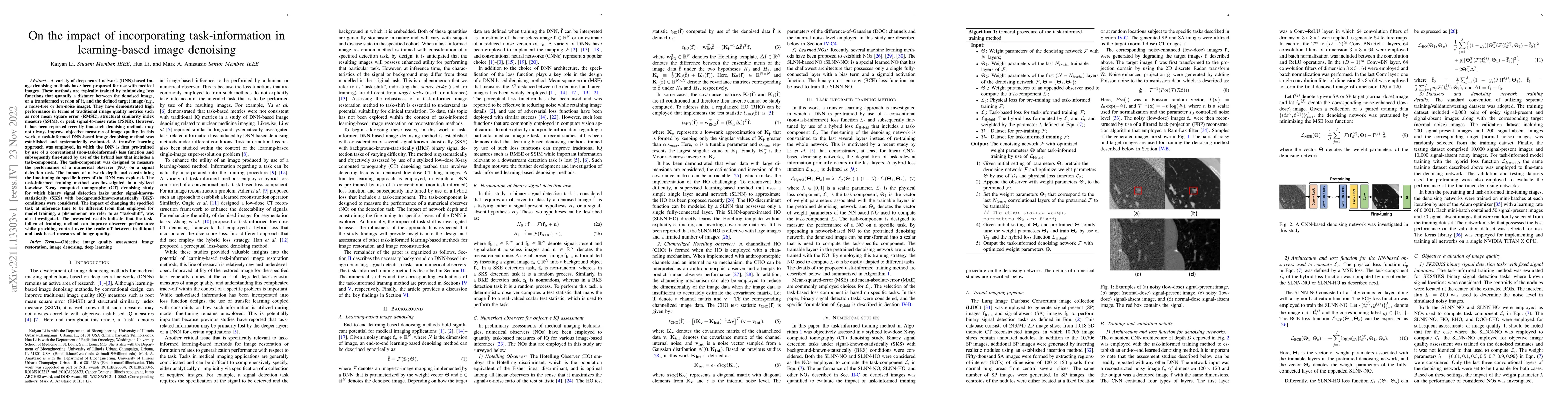 Thumbnail for On the impact of incorporating task-information in learning-based image
  denoising