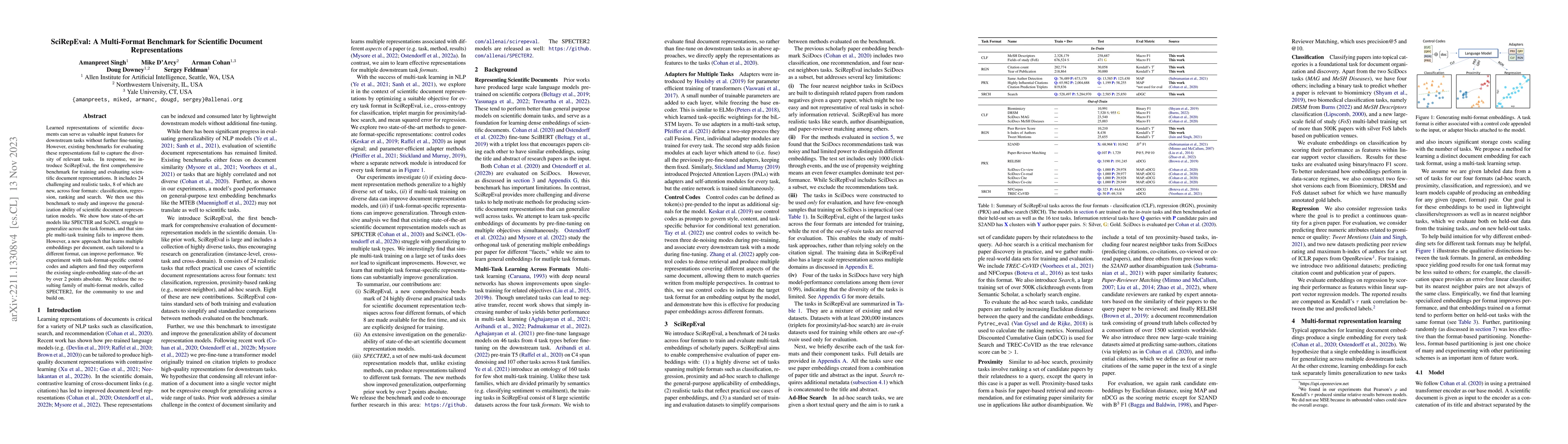 Thumbnail for SciRepEval: A Multi-Format Benchmark for Scientific Document
  Representations