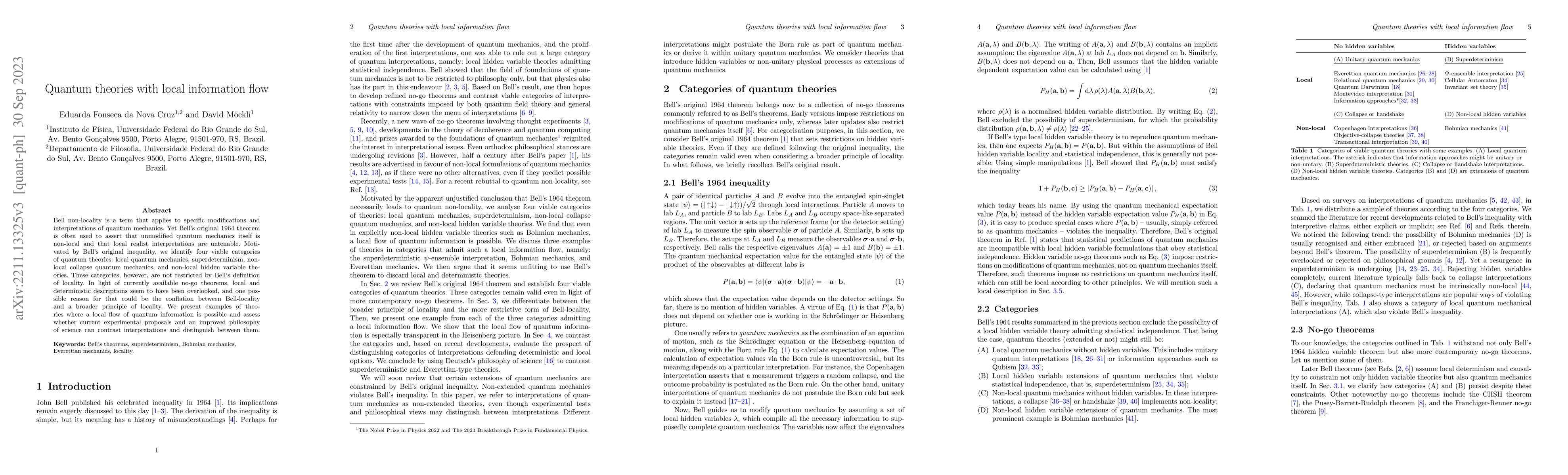 Thumbnail for Quantum theories with local information flow