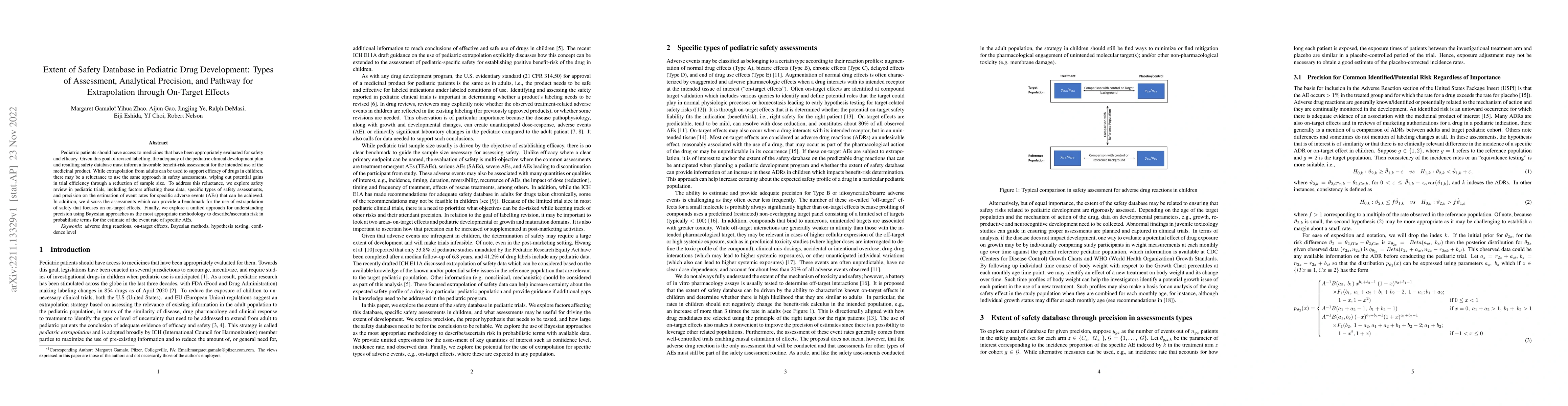 Thumbnail for Extent of Safety Database in Pediatric Drug Development: Types of
  Assessment, Analytical Precision, and Pathway for Extrapolation through
  On-Target Effects