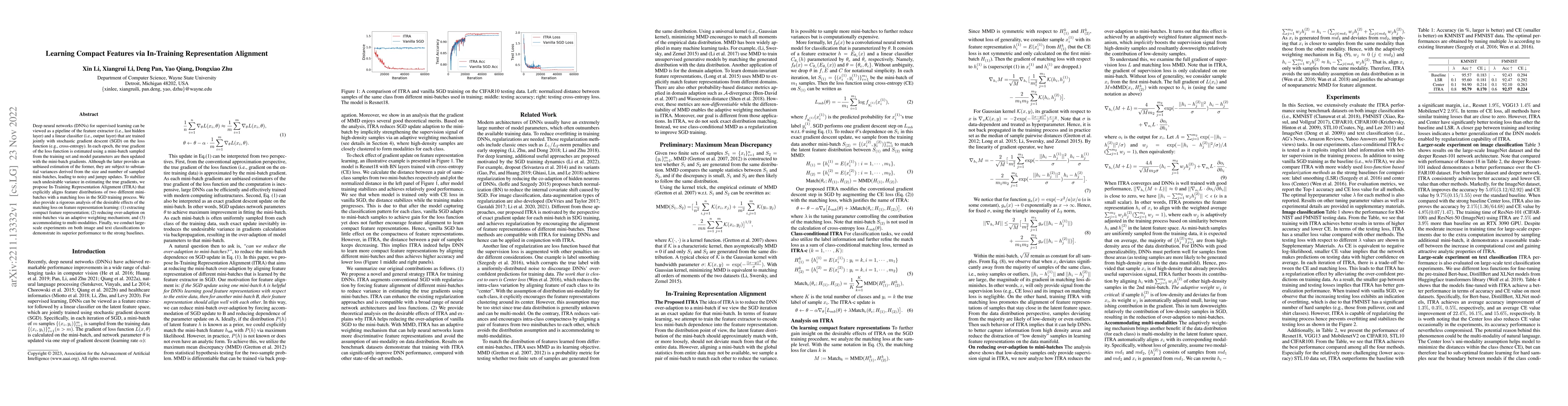 Thumbnail for Learning Compact Features via In-Training Representation Alignment