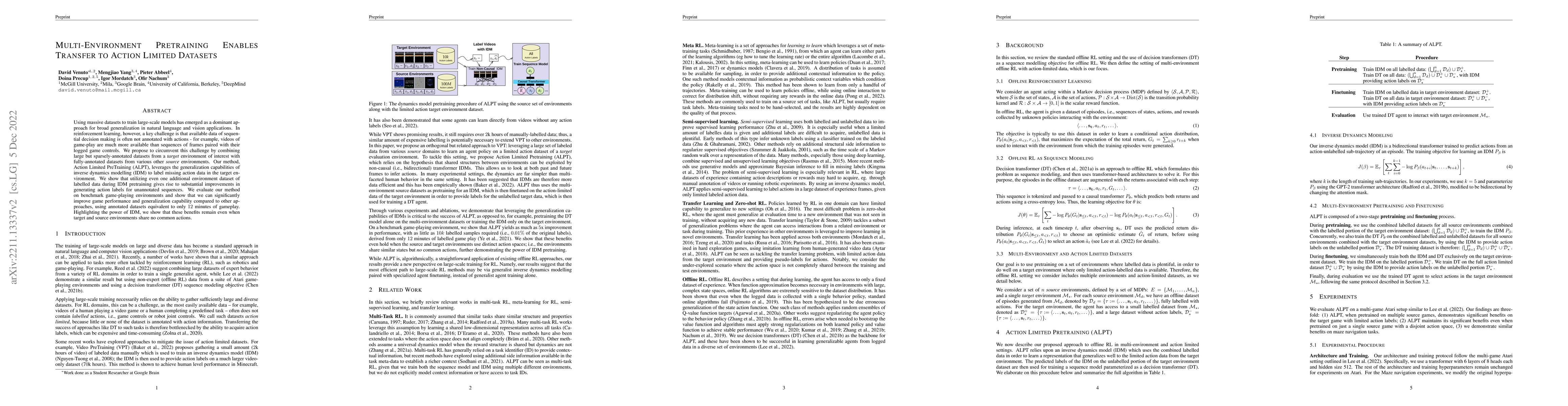 Thumbnail for Multi-Environment Pretraining Enables Transfer to Action Limited
  Datasets