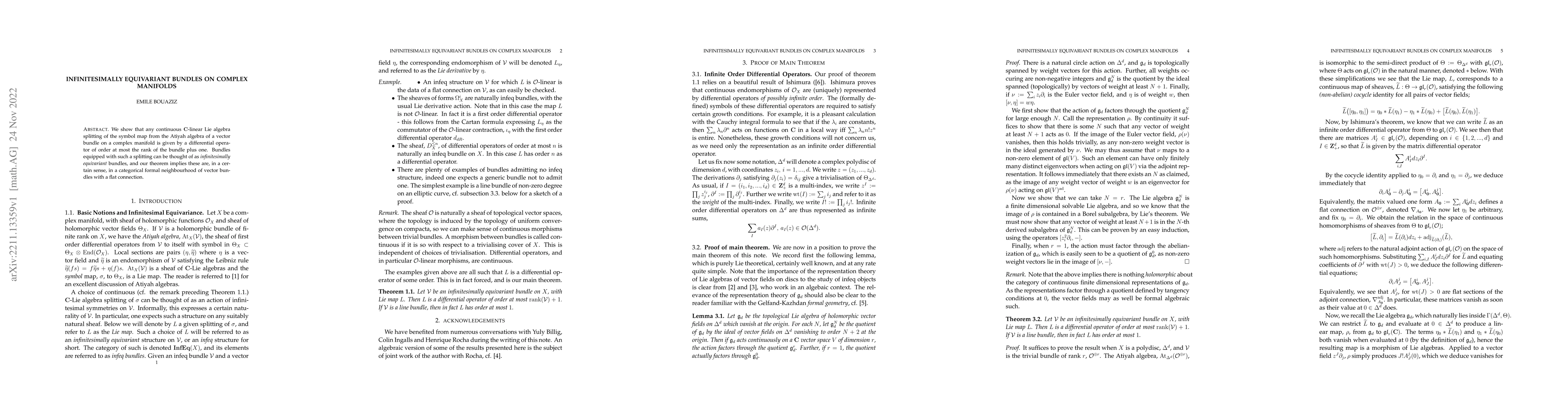Thumbnail for Infinitesimally Equivariant Bundles on Complex Manifolds