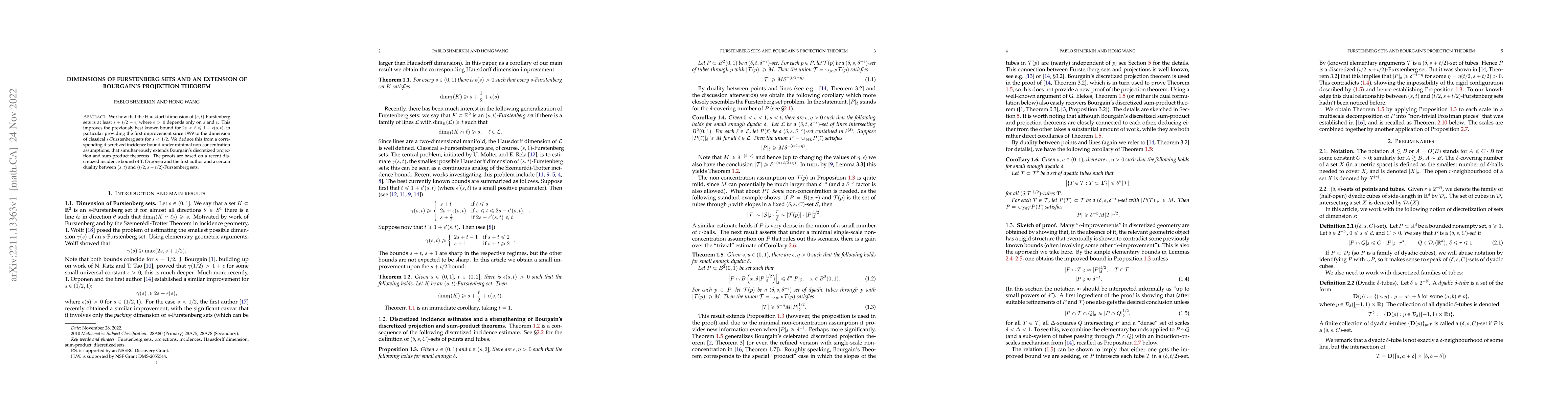 Thumbnail for Dimensions of Furstenberg sets and an extension of Bourgain's projection
  theorem