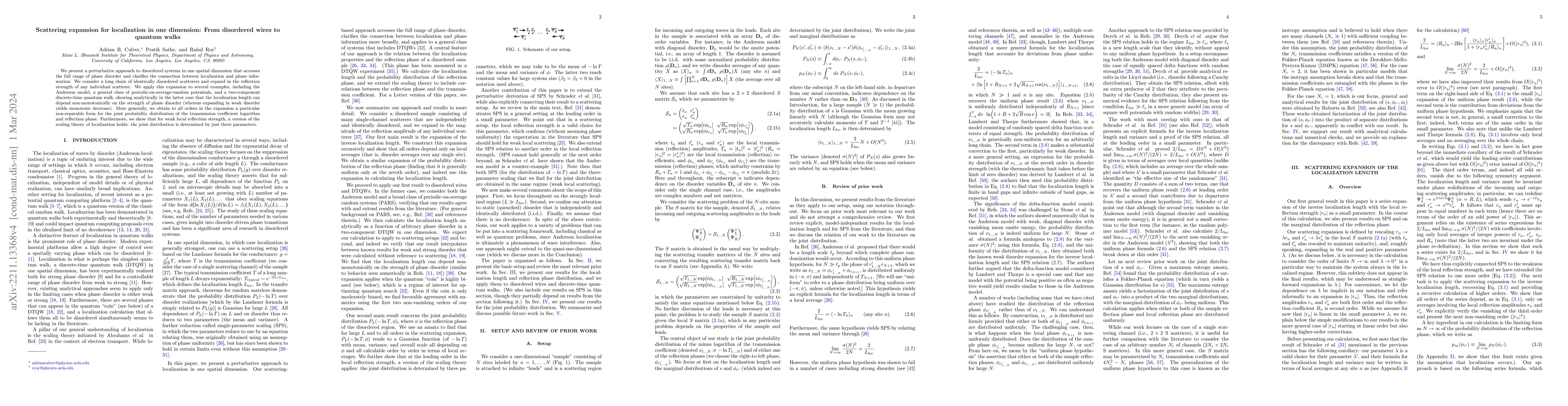 Thumbnail for Scattering Expansion for Localization in One Dimension: from Disordered
  Wires to Quantum Walks