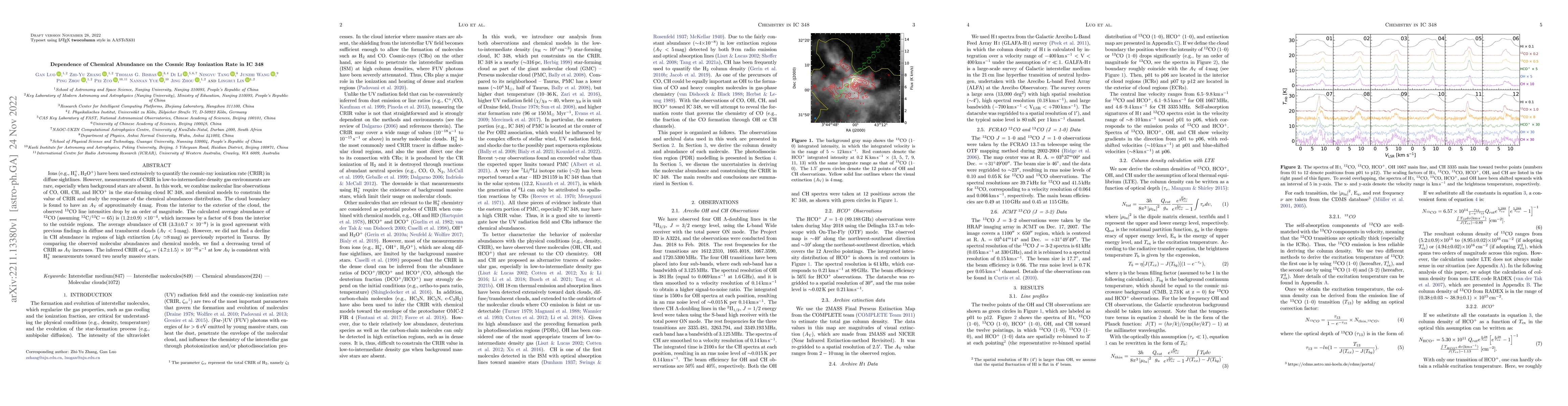 Thumbnail for Dependence of Chemical Abundance on the Cosmic Ray Ionization Rate in IC
  348