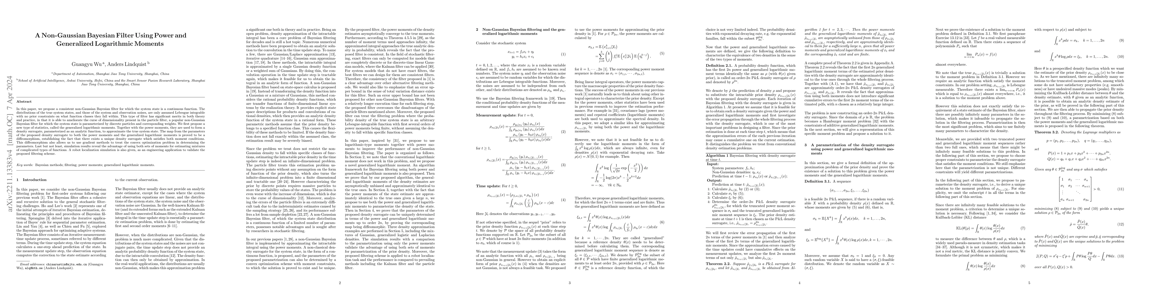 Thumbnail for A Non-Gaussian Bayesian Filter Using Power and Generalized Logarithmic
  Moments