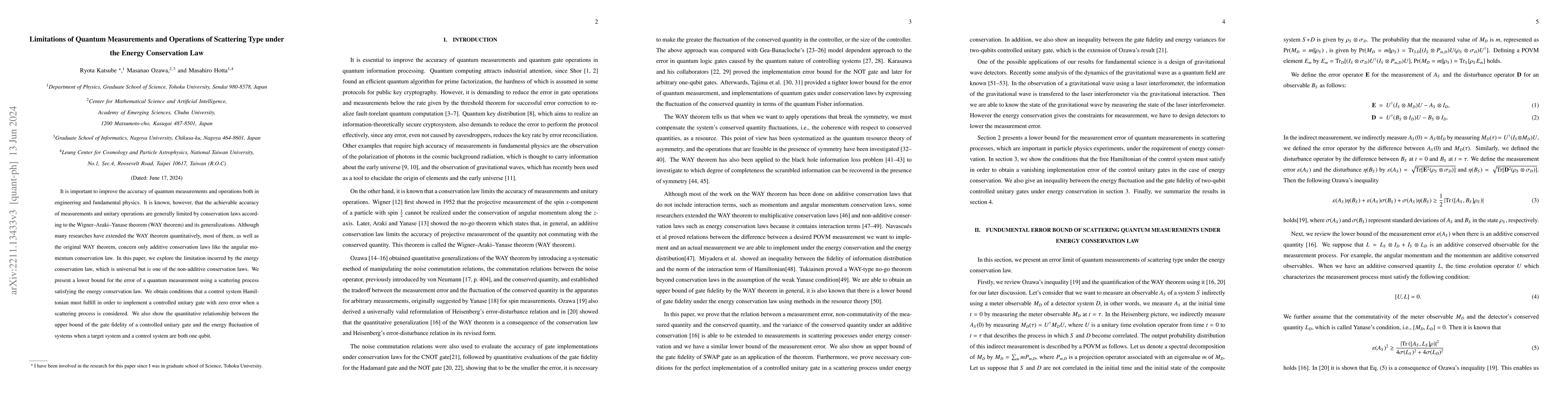 Thumbnail for Limitations of Quantum Measurements and Operations of Scattering Type
  under the Energy Conservation Law