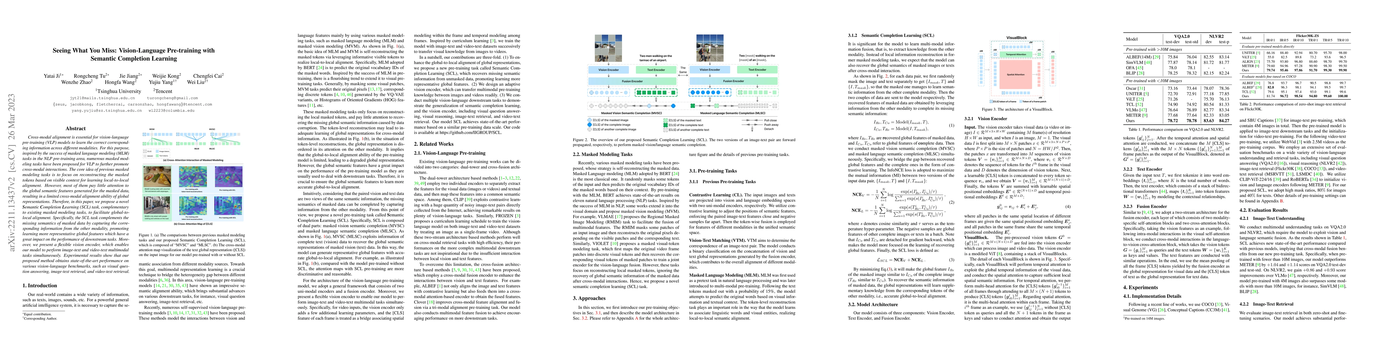 Thumbnail for Seeing What You Miss: Vision-Language Pre-training with Semantic
  Completion Learning