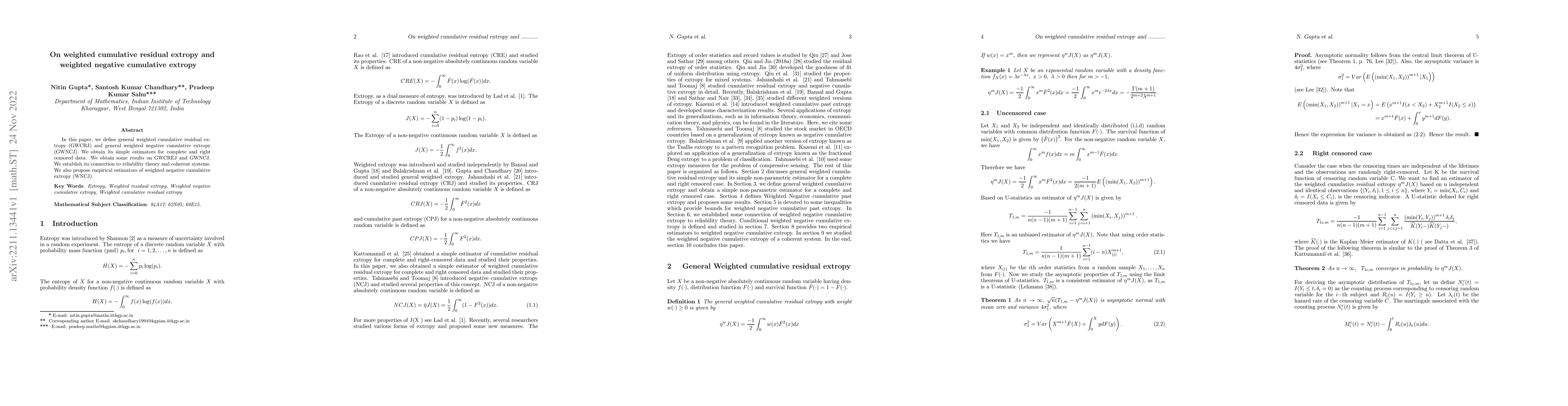 Thumbnail for On weighted cumulative residual extropy and weighted negative cumulative
  extropy