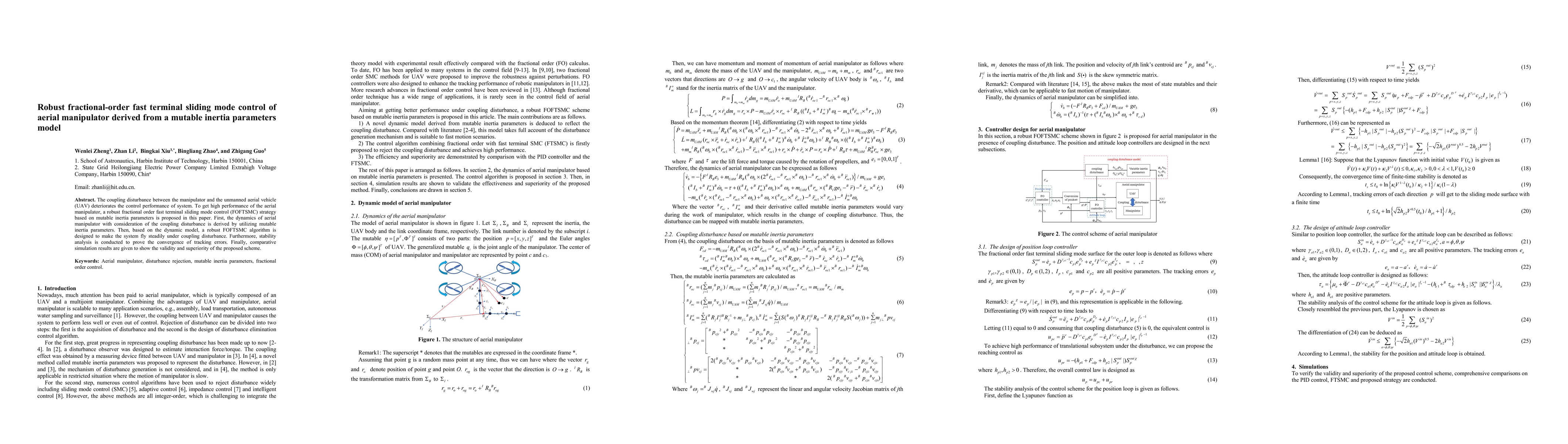Thumbnail for Robust fractional-order fast terminal sliding mode control of aerial
  manipulator derived from a mutable inertia parameters model