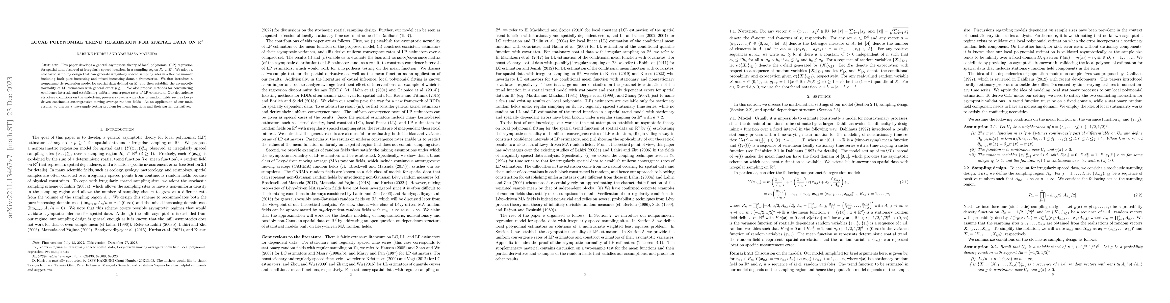 Thumbnail for Local polynomial trend regression for spatial data on $\mathbb{R}^d$