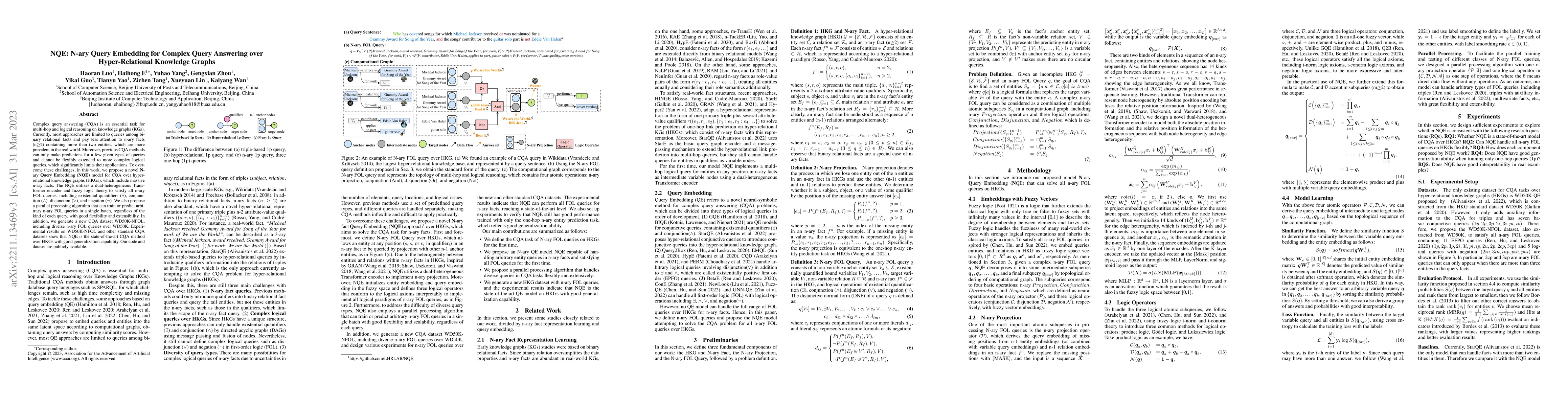 Thumbnail for NQE: N-ary Query Embedding for Complex Query Answering over
  Hyper-Relational Knowledge Graphs