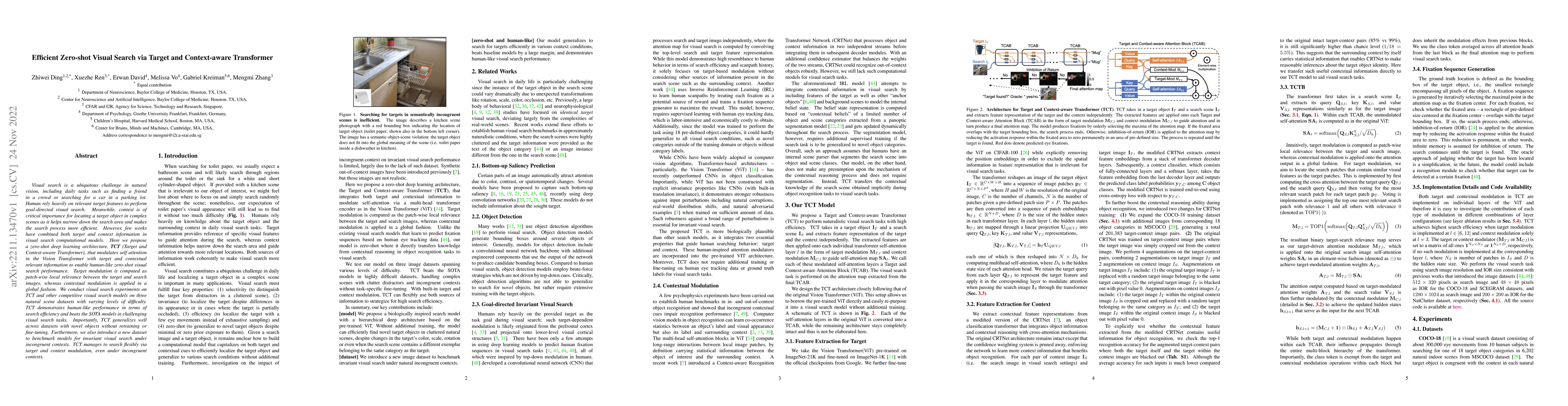 Thumbnail for Efficient Zero-shot Visual Search via Target and Context-aware
  Transformer