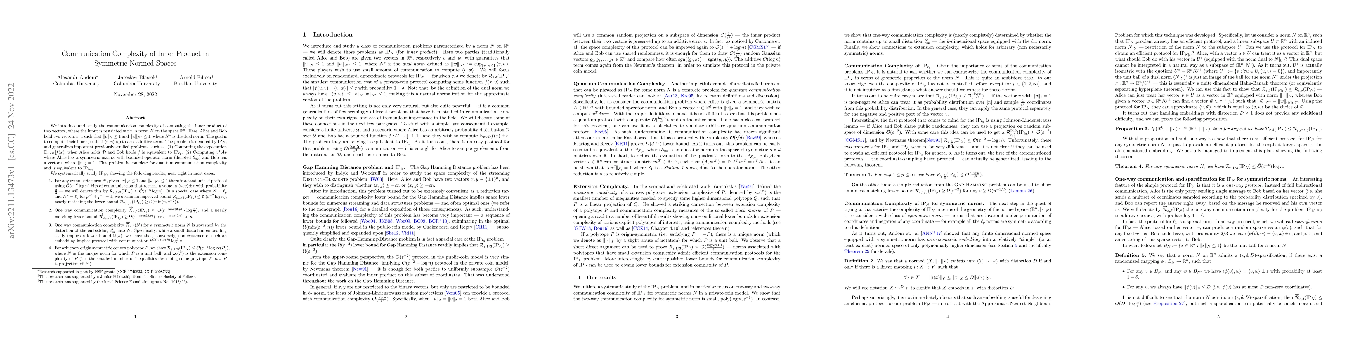 Thumbnail for Communication Complexity of Inner Product in Symmetric Normed Spaces