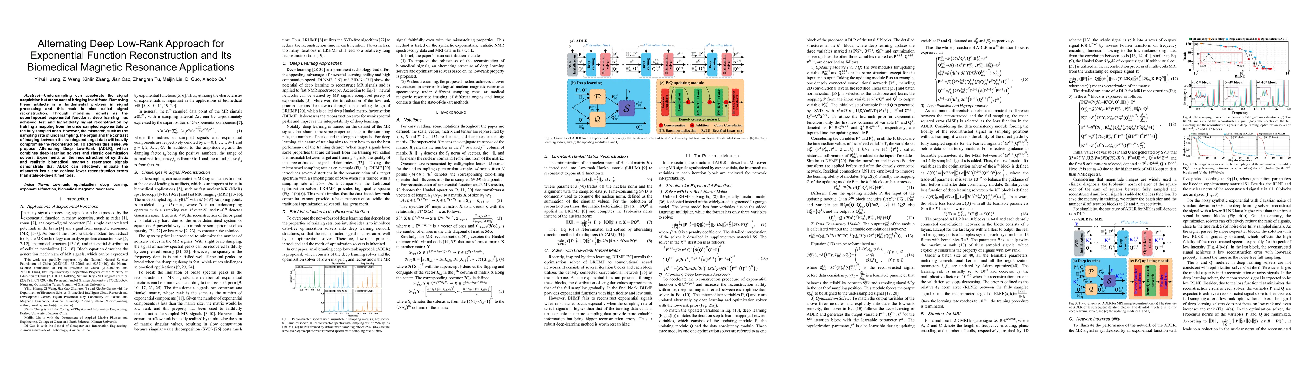 Thumbnail for Alternating Deep Low-Rank Approach for Exponential Function
  Reconstruction and Its Biomedical Magnetic Resonance Applications