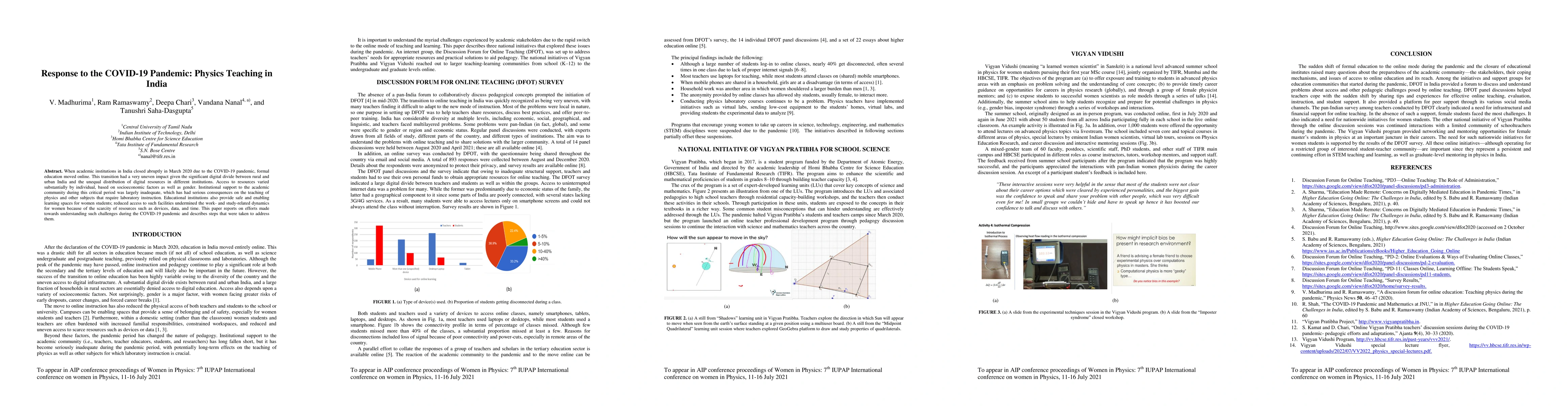 Thumbnail for Response to the COVID-19 Pandemic: Physics Teaching in India