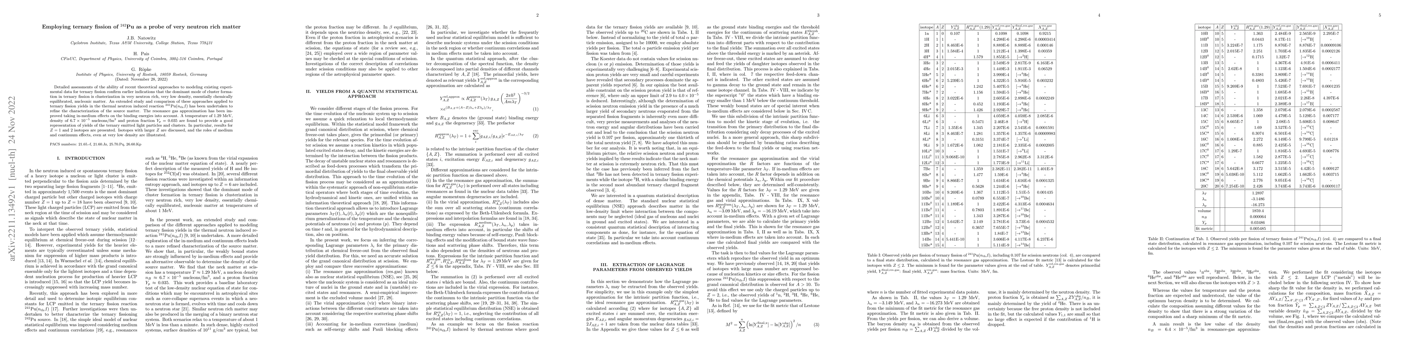 Thumbnail for Employing ternary fission of $^{242}$Pu as a probe of very neutron rich
  matter