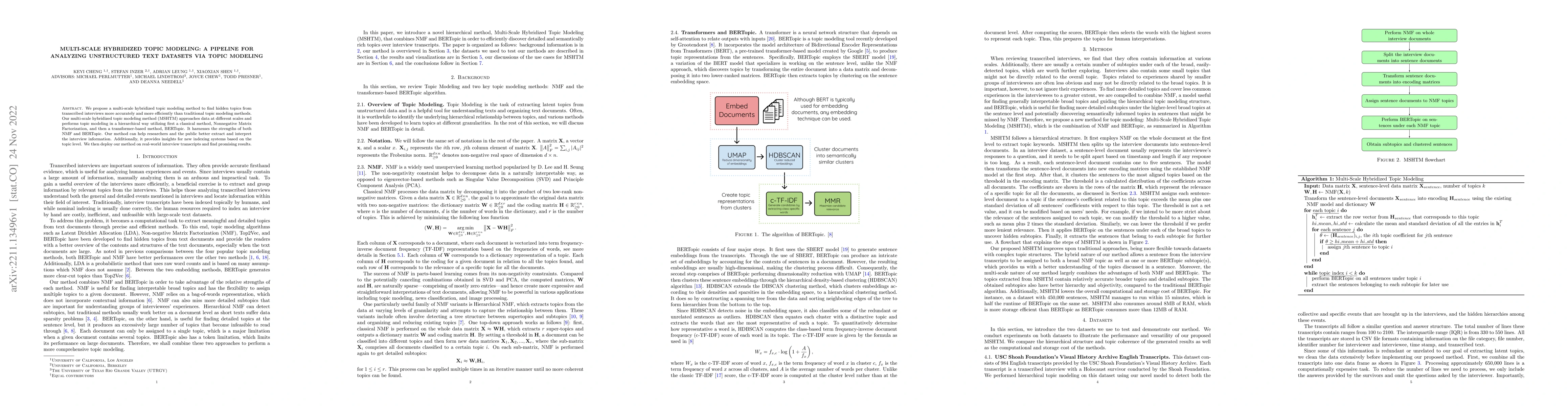 Thumbnail for Multi-scale Hybridized Topic Modeling: A Pipeline for Analyzing
  Unstructured Text Datasets via Topic Modeling