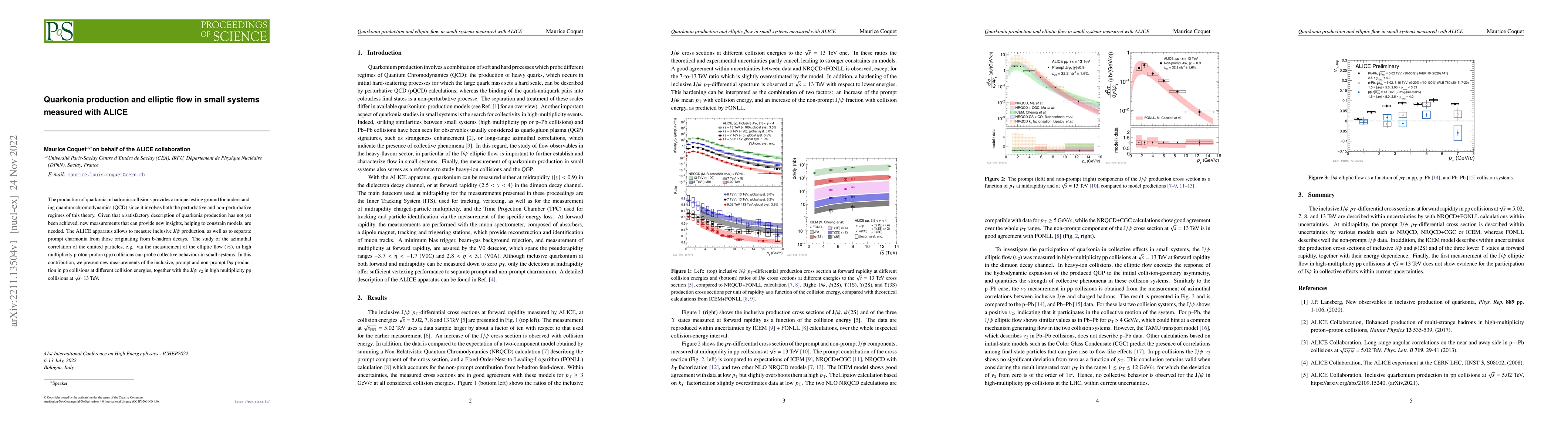 Thumbnail for Quarkonia production and elliptic flow in small systems measured with
  ALICE