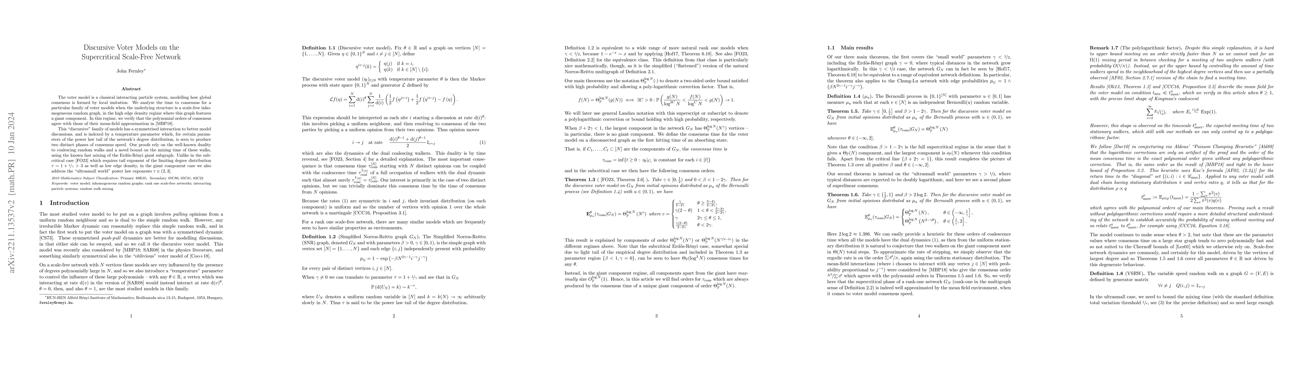 Thumbnail for Discursive Voter Models on the Supercritical Scale-Free Network