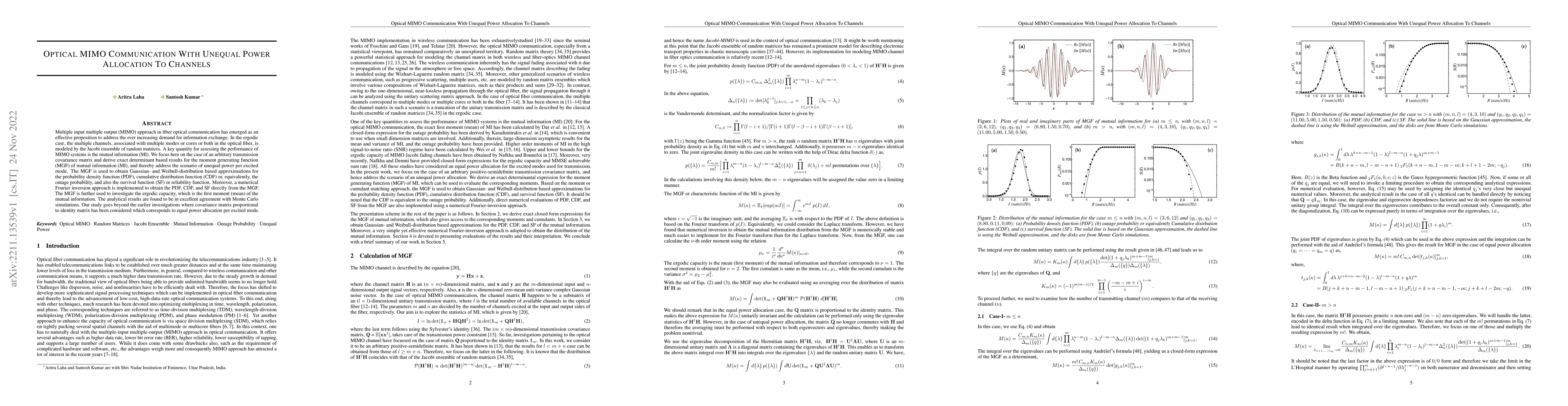 Thumbnail for Optical MIMO communication with unequal power allocation to channels