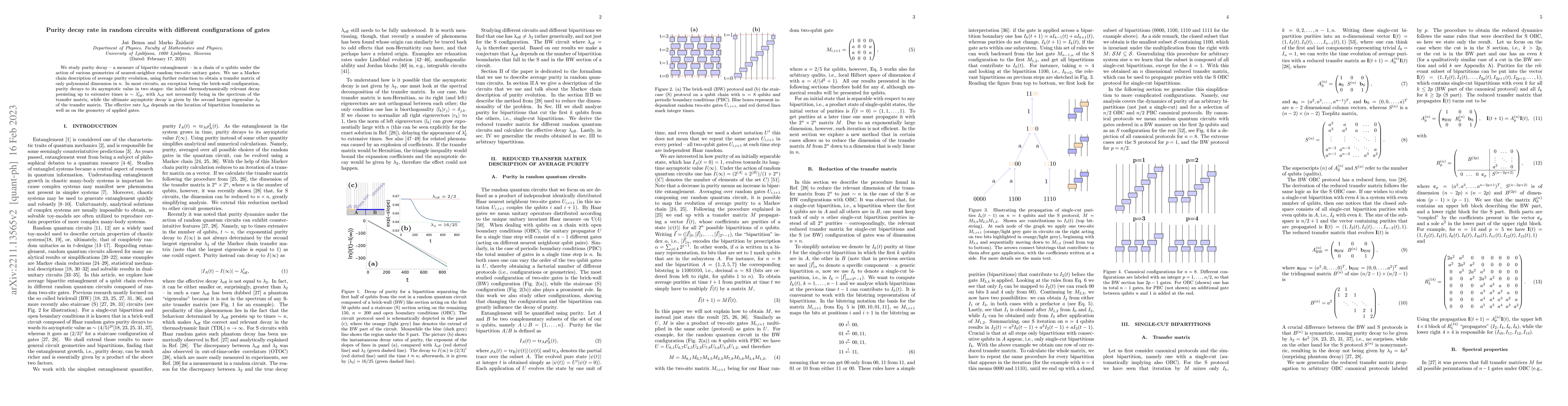 Thumbnail for Purity decay rate in random circuits with different configurations of
  gates