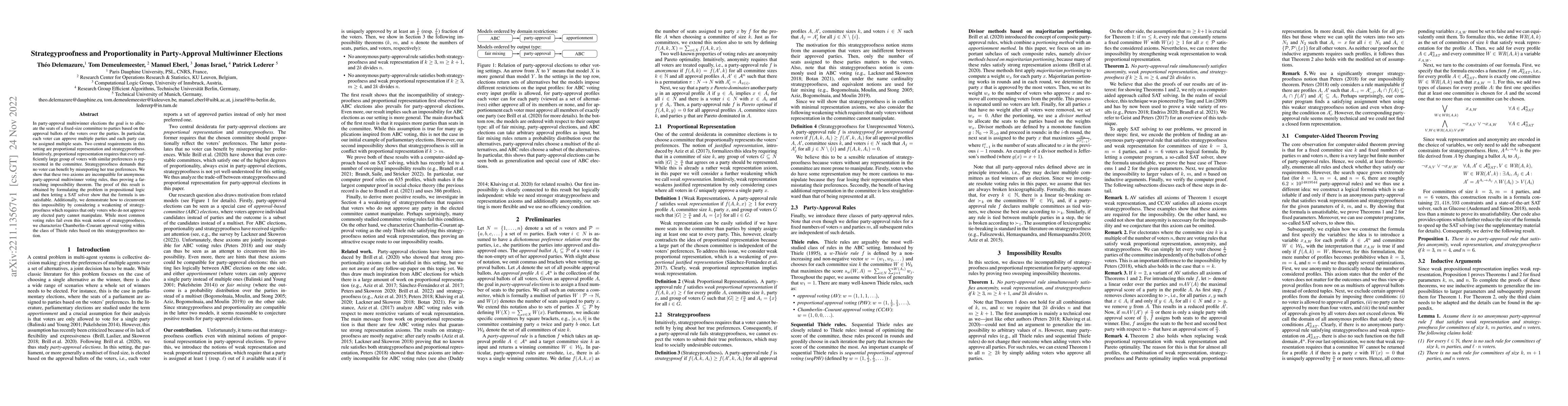 Thumbnail for Strategyproofness and Proportionality in Party-Approval Multiwinner
  Elections