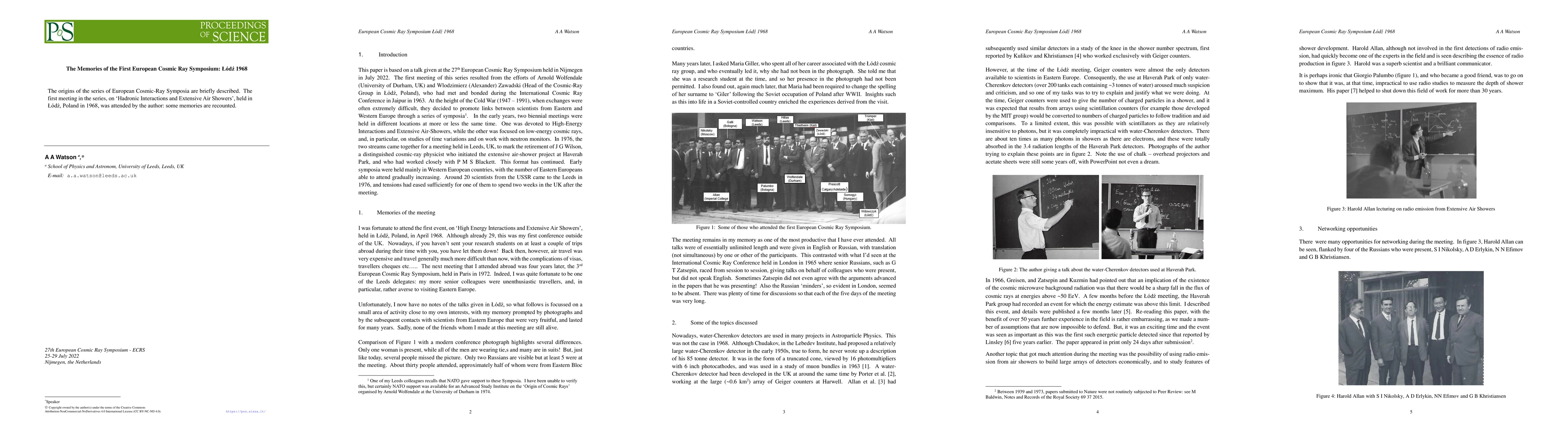 Thumbnail for The Memories of the First European Cosmic Ray Symposium: Lodz, Poland
  1968