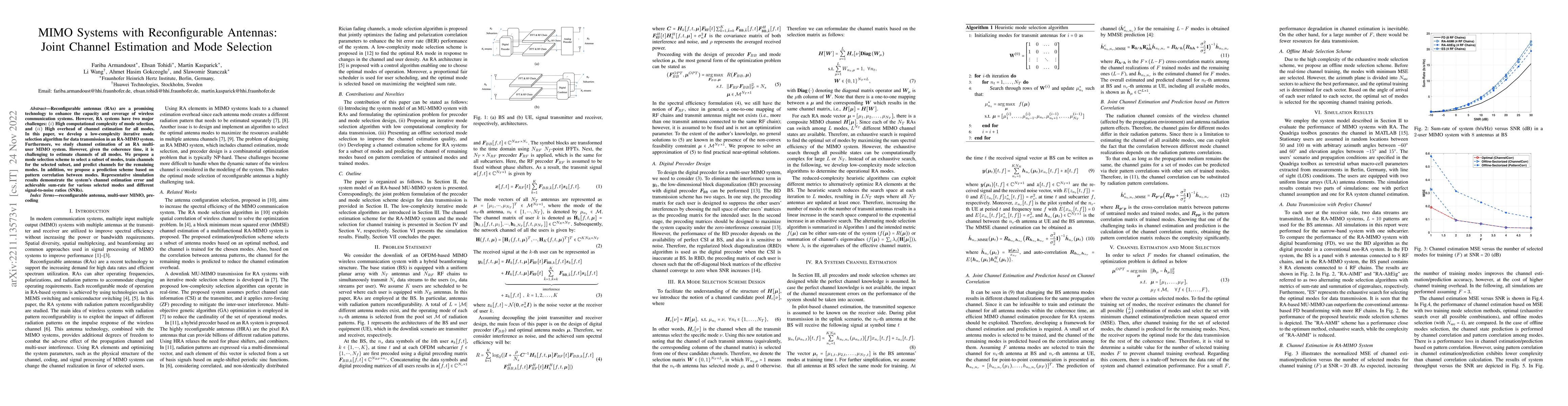 Thumbnail for MIMO Systems with Reconfigurable Antennas: Joint Channel Estimation and
  Mode Selection