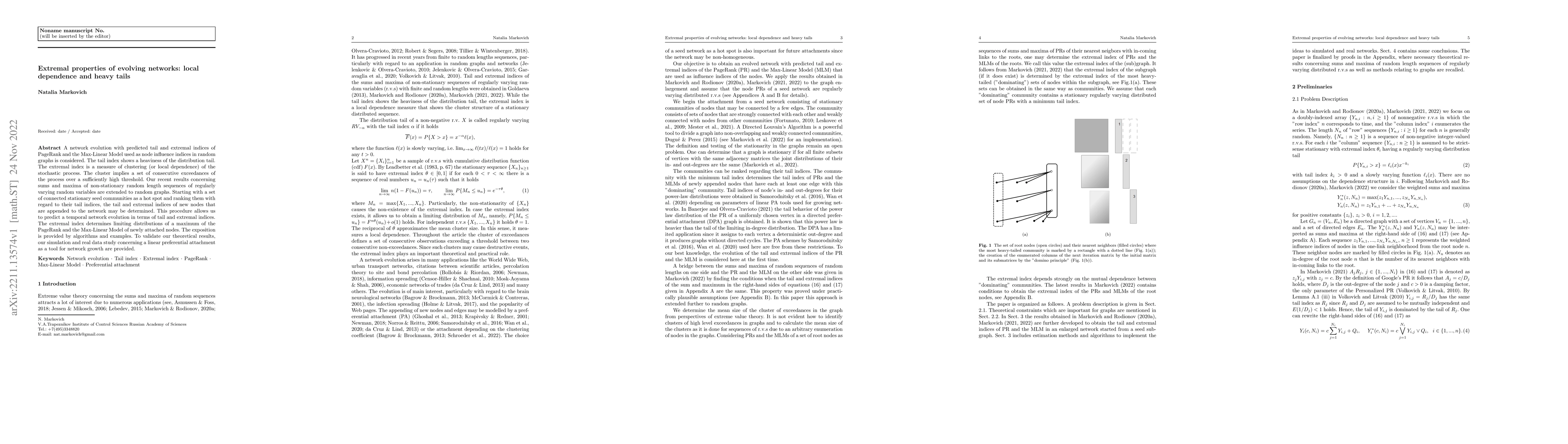 Thumbnail for Extremal properties of evolving networks: local dependence and heavy
  tails