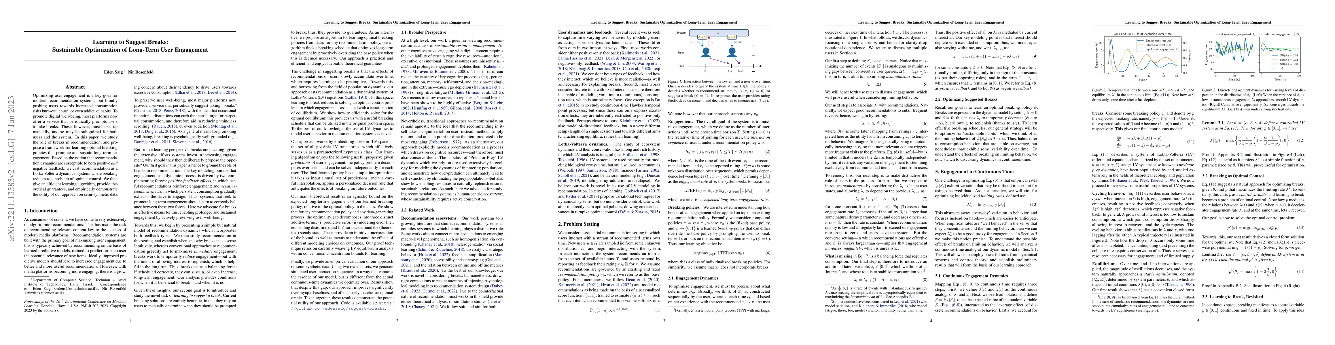 Thumbnail for Learning to Suggest Breaks: Sustainable Optimization of Long-Term User
  Engagement
