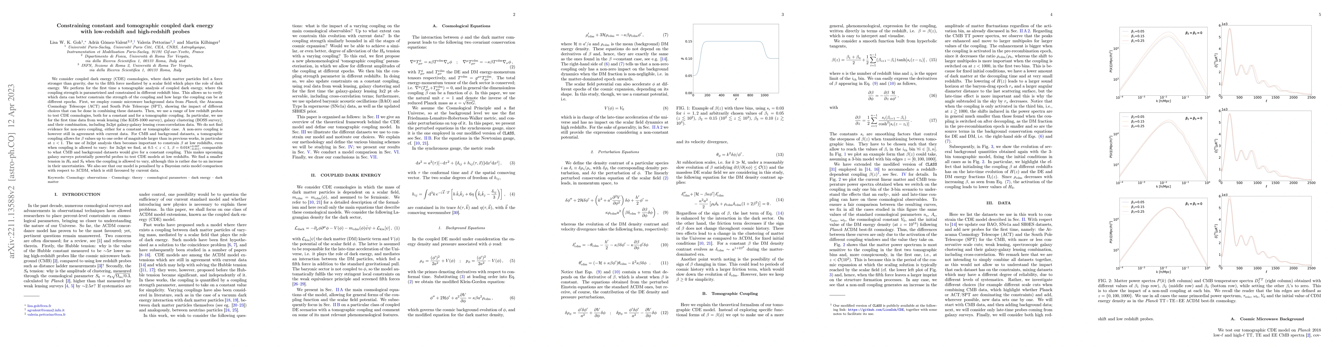 Thumbnail for Constraining constant and tomographic coupled dark energy with
  low-redshift and high-redshift probes