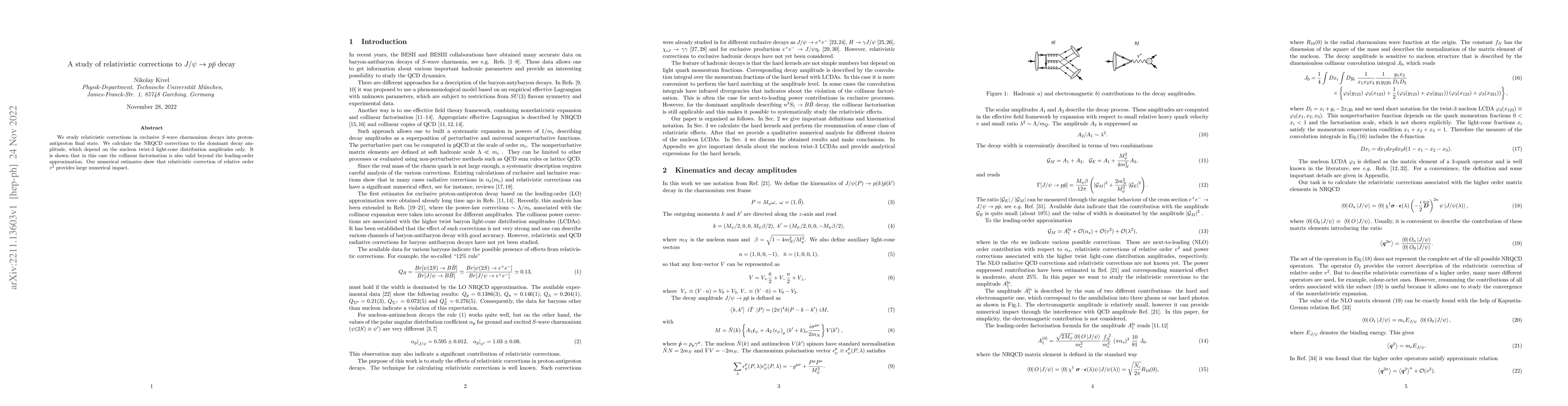 Thumbnail for A study of relativistic corrections to $ J/\psi\rightarrow p\bar{p}$
  decay