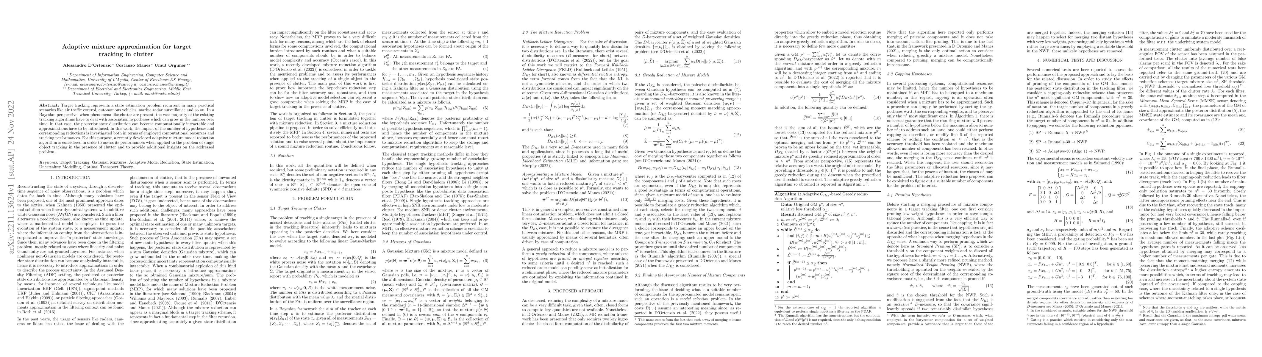 Thumbnail for Adaptive mixture approximation for target tracking in clutter