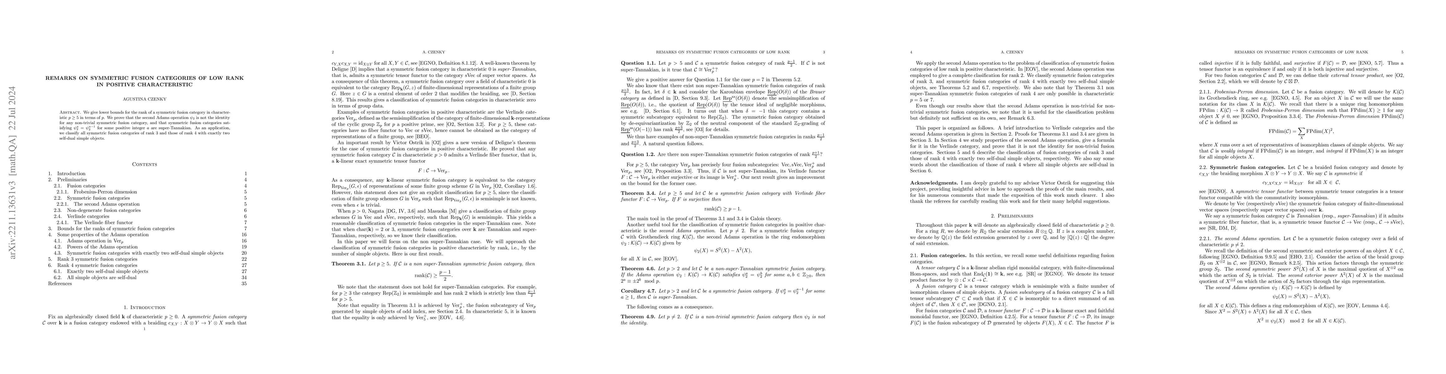 Thumbnail for Remarks on symmetric fusion categories of low rank in positive
  characteristic