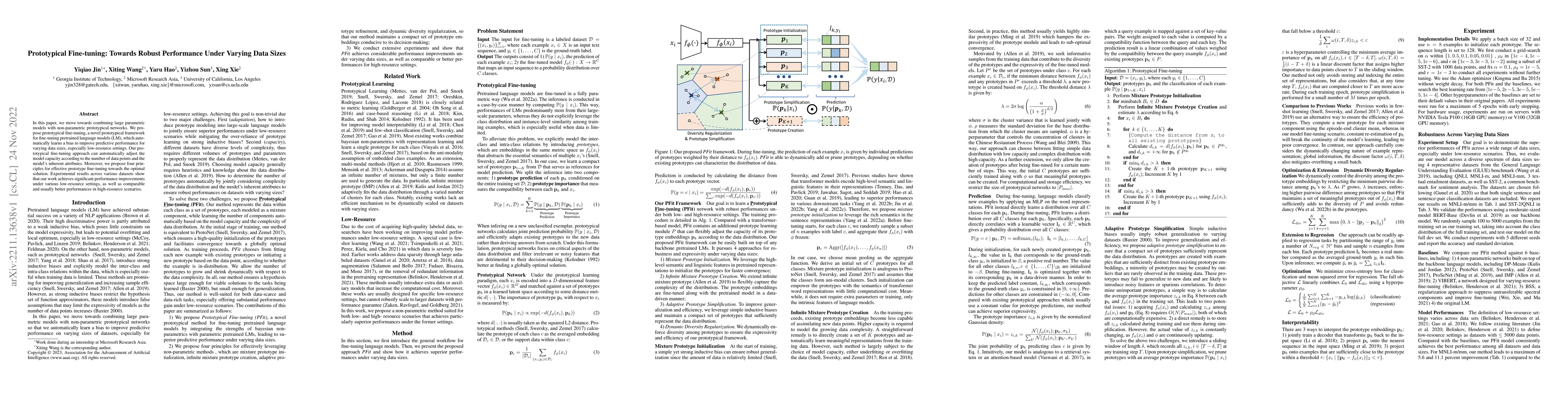 Thumbnail for Prototypical Fine-tuning: Towards Robust Performance Under Varying Data
  Sizes