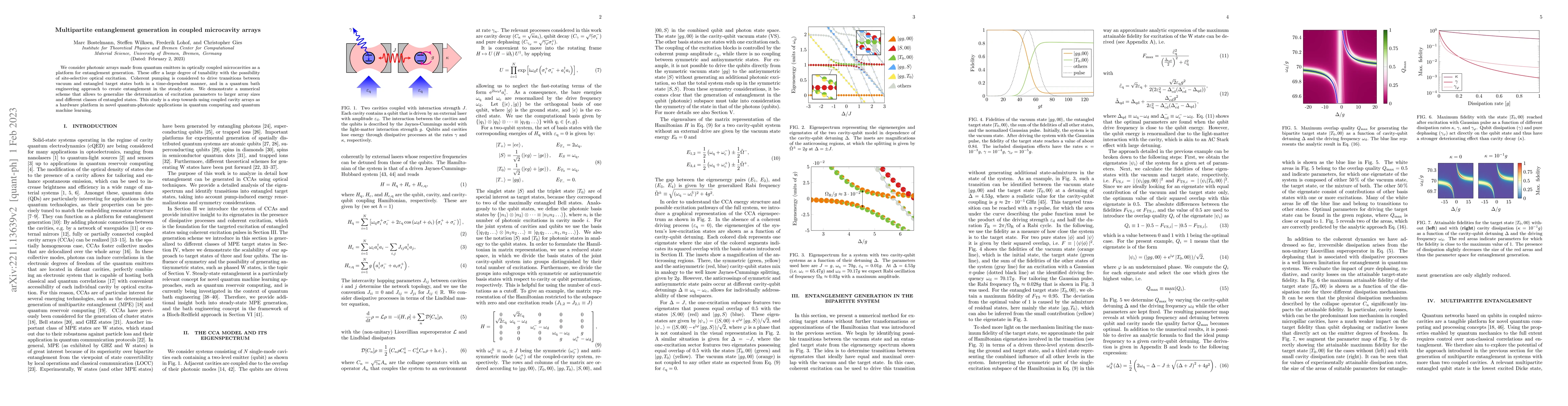 Thumbnail for Multipartite entanglement generation in coupled microcavity arrays