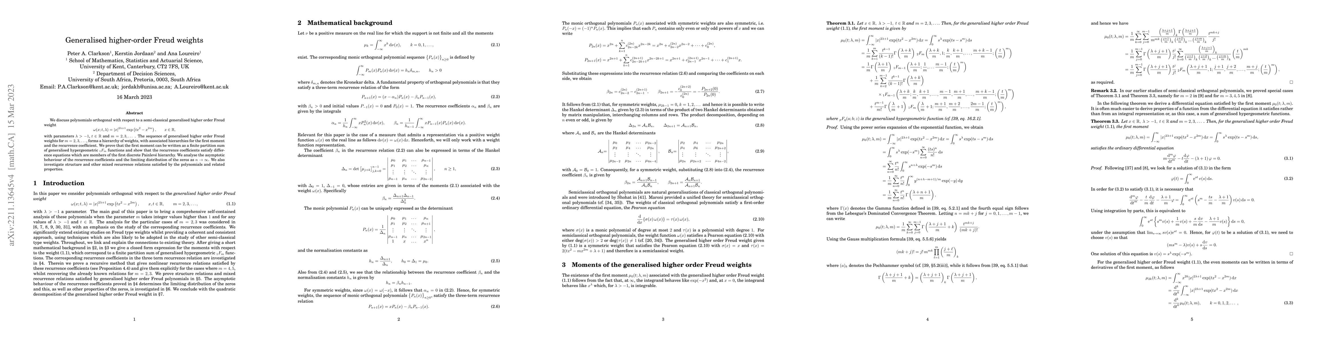Thumbnail for Generalised higher-order Freud weights