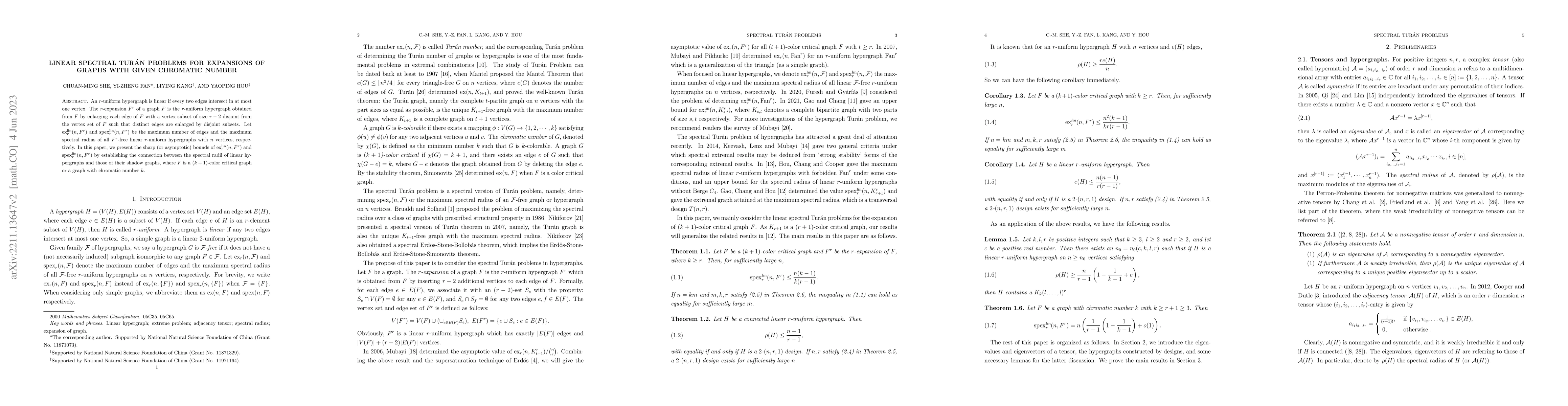 Thumbnail for Linear spectral Turan problems for expansions of graphs with given
  chromatic number