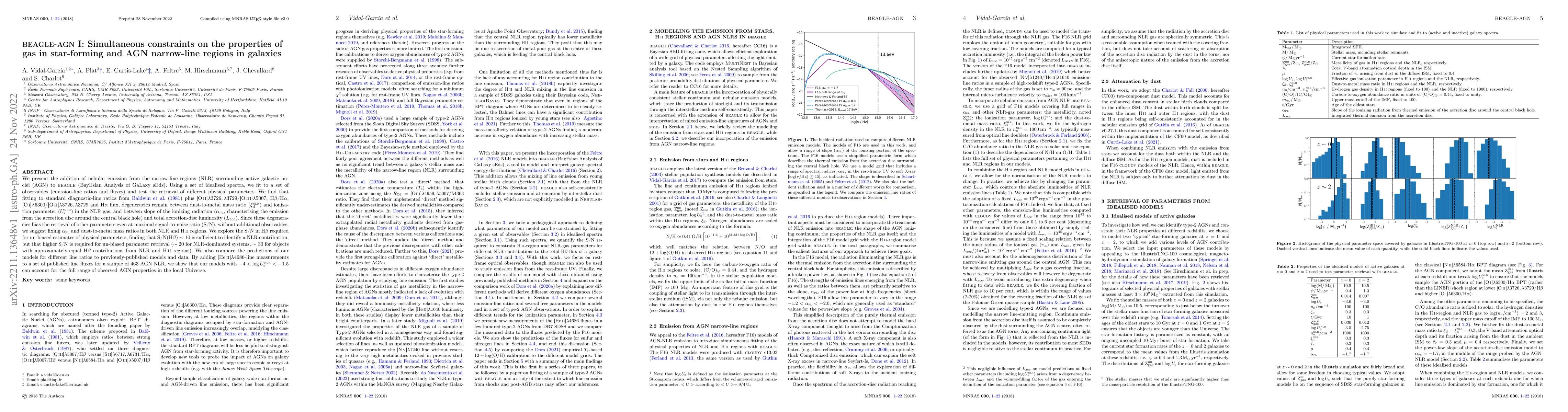 Thumbnail for BEAGLE-AGN I: Simultaneous constraints on the properties of gas in
  star-forming and AGN narrow-line regions in galaxies