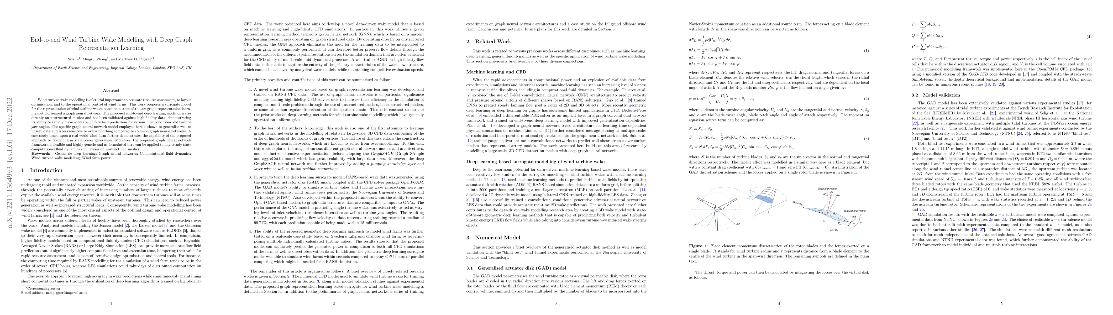 Thumbnail for End-to-end Wind Turbine Wake Modelling with Deep Graph Representation
  Learning