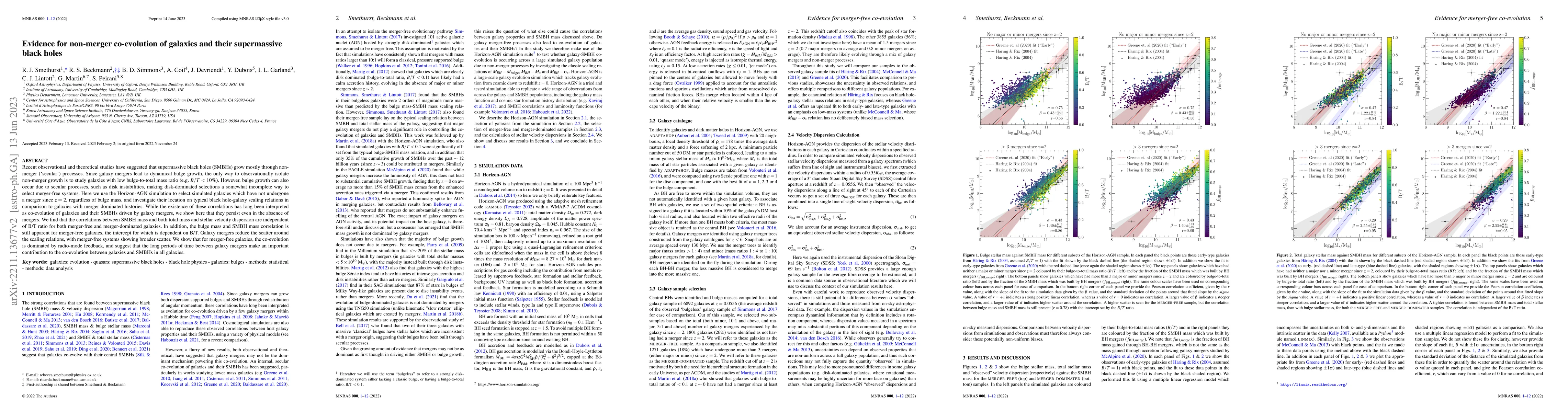 Thumbnail for Evidence for non-merger co-evolution of galaxies and their supermassive
  black holes