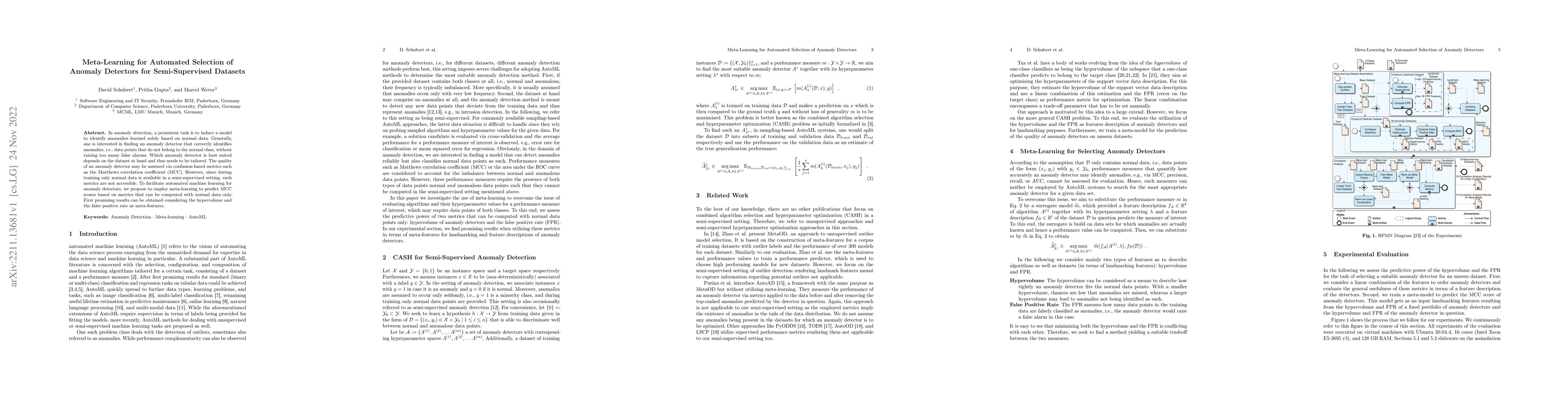 Thumbnail for Meta-Learning for Automated Selection of Anomaly Detectors for
  Semi-Supervised Datasets