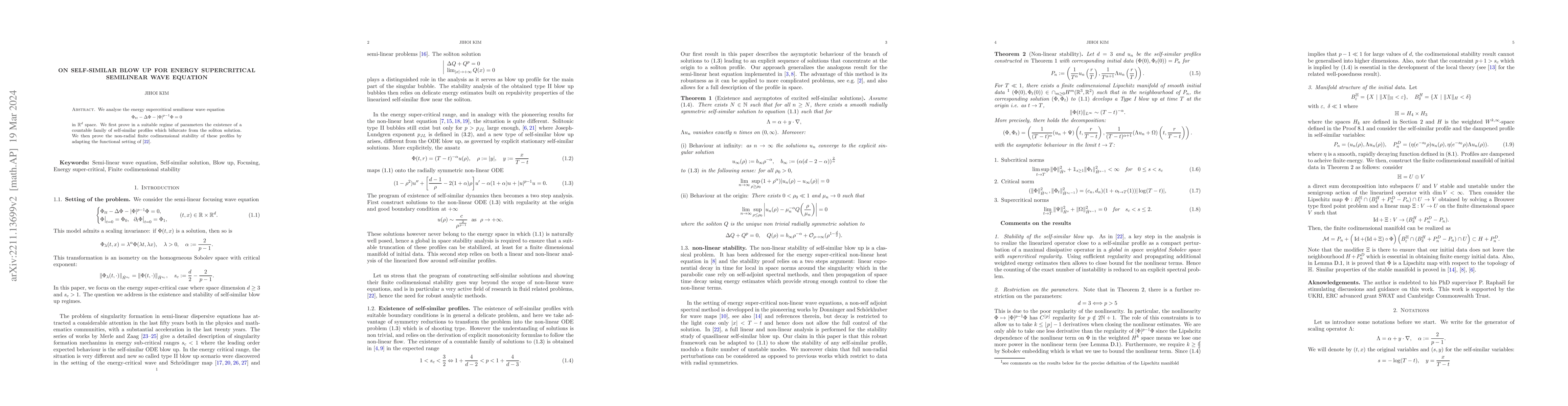 Thumbnail for Self-similar blow up for energy supercritical semilinear wave equation