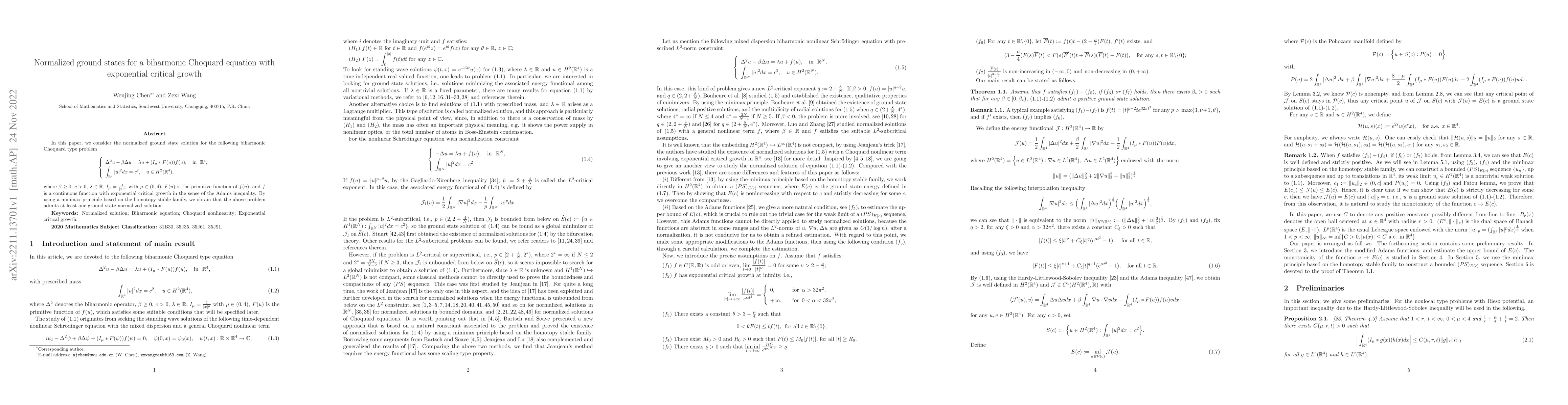 Thumbnail for Normalized ground states for a biharmonic Choquard equation with
  exponential critical growth