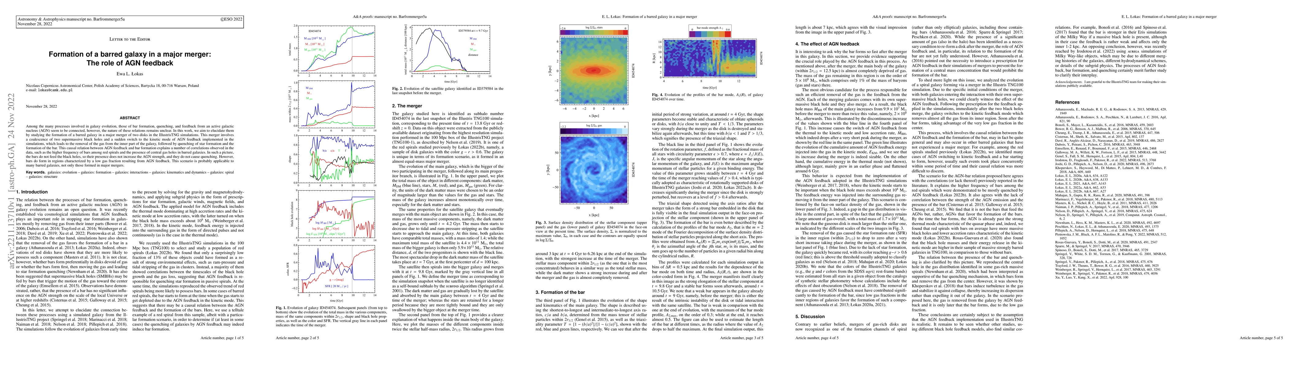 Thumbnail for Formation of a barred galaxy in a major merger: The role of AGN feedback
