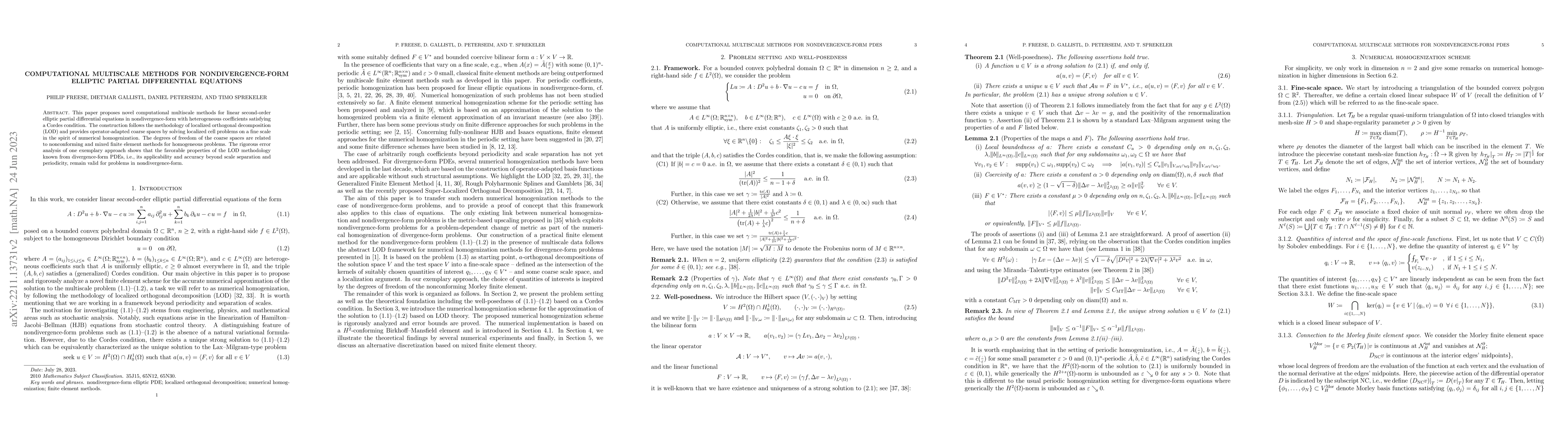 Thumbnail for Computational multiscale methods for nondivergence-form elliptic partial
  differential equations