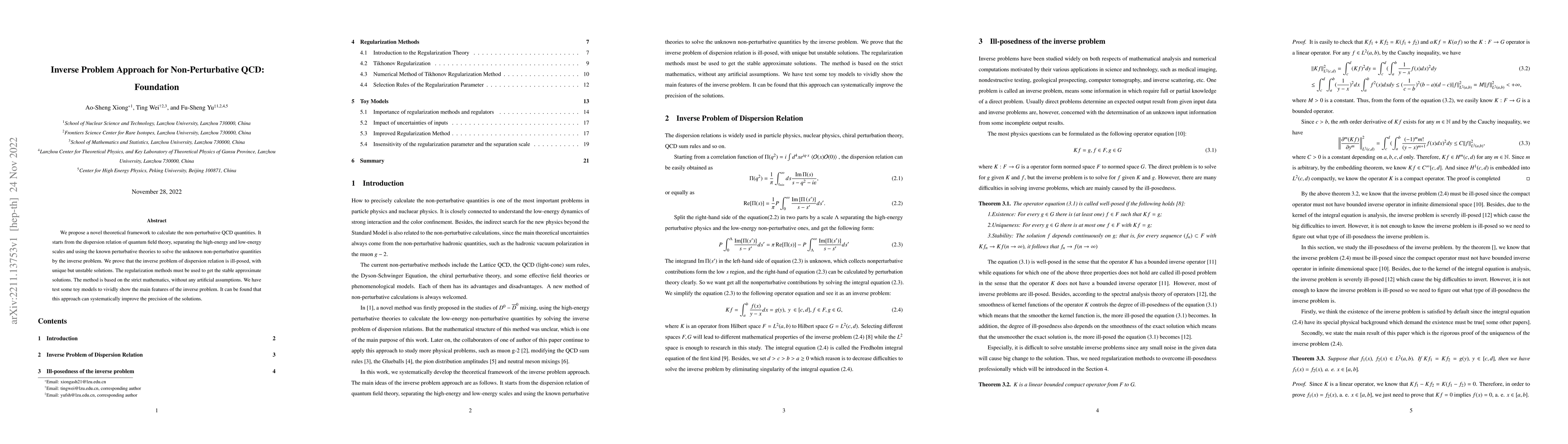 Thumbnail for Inverse Problem Approach for Non-Perturbative QCD: Foundation
