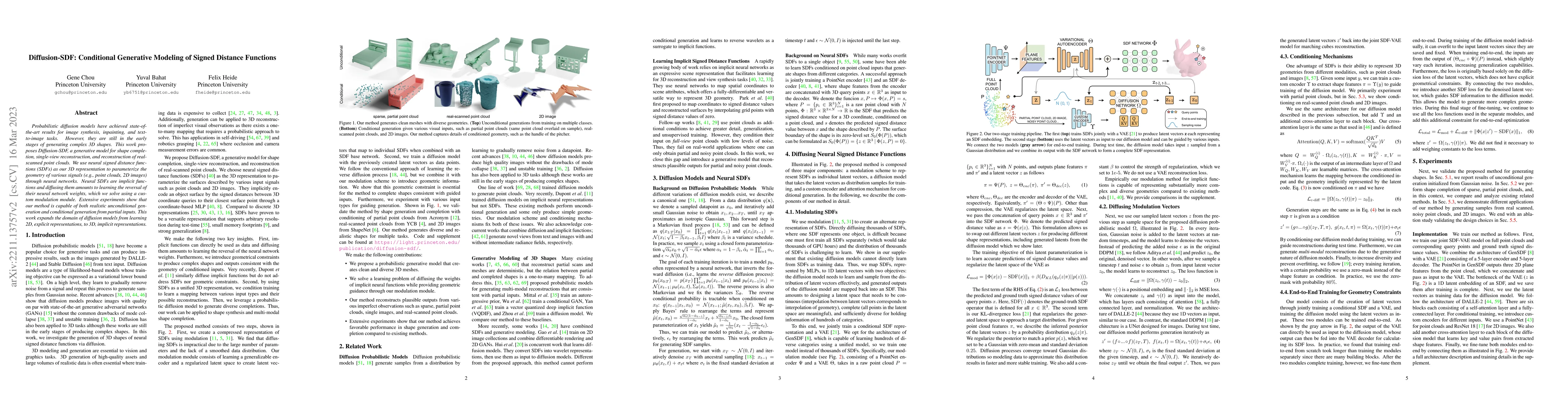 Thumbnail for Diffusion-SDF: Conditional Generative Modeling of Signed Distance
  Functions